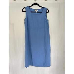 Talbots Sleeveless Blue linen blend midi Dress Size 10
